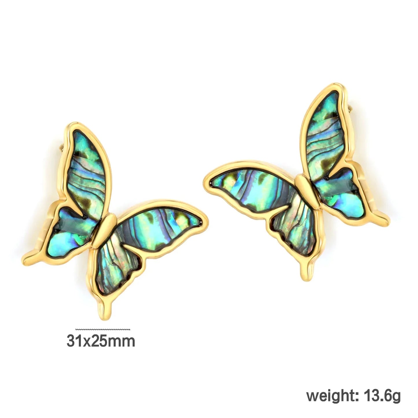 Elegant Stainless Steel Butterfly Studs | French Style Shell Jewelry