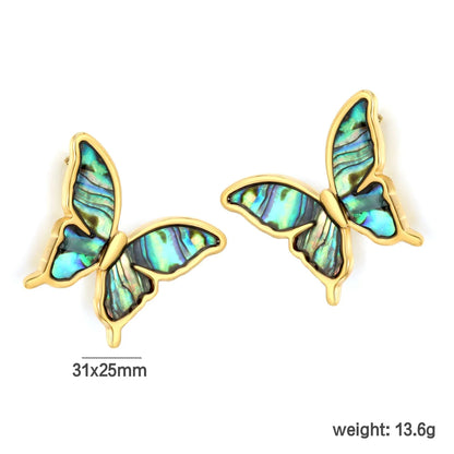 Elegant Stainless Steel Butterfly Studs | French Style Shell Jewelry