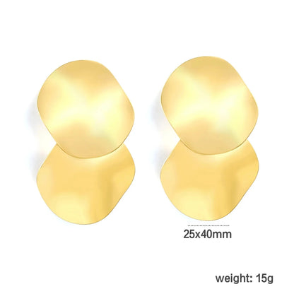 Stainless Steel Earrings | Double Circle Irregular Studs