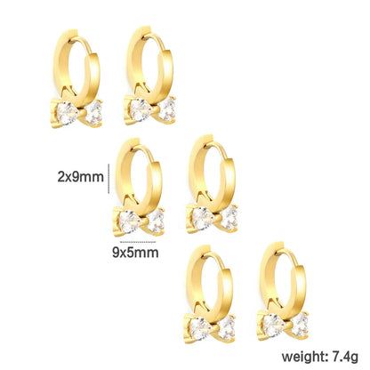 Waterproof Stainless Steel Bowknot Earrings | 3PCS Heart Jewelry Set