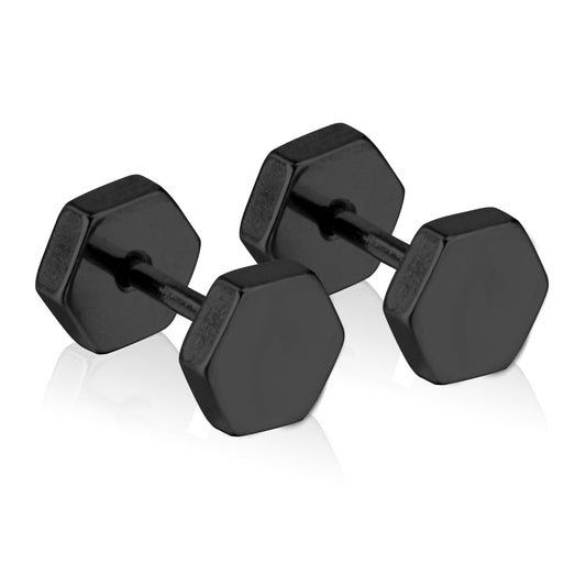 Wholesale Black Hexagonal Stud Earrings