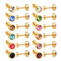 Wholesale Golden Stud Earrings with Multicolored Gemstones
