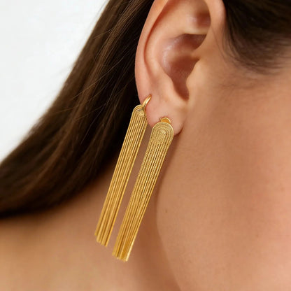 Wholesale Stainless Steel Tassel Earrings | 70mm Snake Chain Bulk