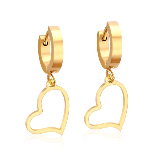 Wholesale 18K Gold Heart - shaped Dangle Earrings Bulk