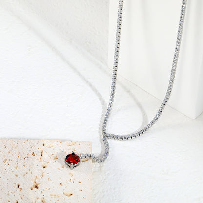 Elegant Red Crystal Pendant Y-Necklace for Evening Wear