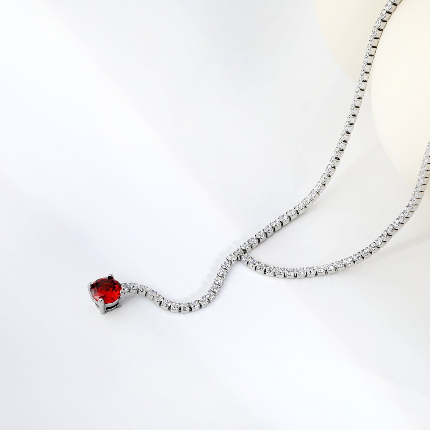 Elegant Red Crystal Pendant Y-Necklace for Evening Wear