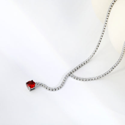 Elegant Red Crystal Pendant Y-Necklace for Evening Wear