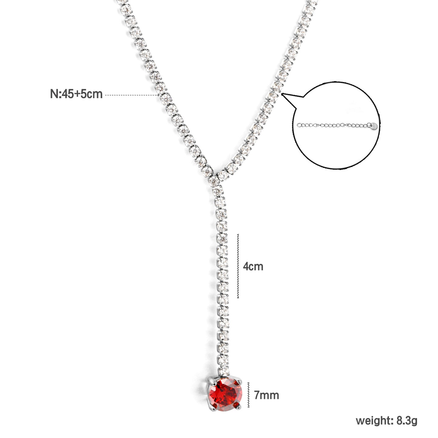 Elegant Red Crystal Pendant Y-Necklace for Evening Wear