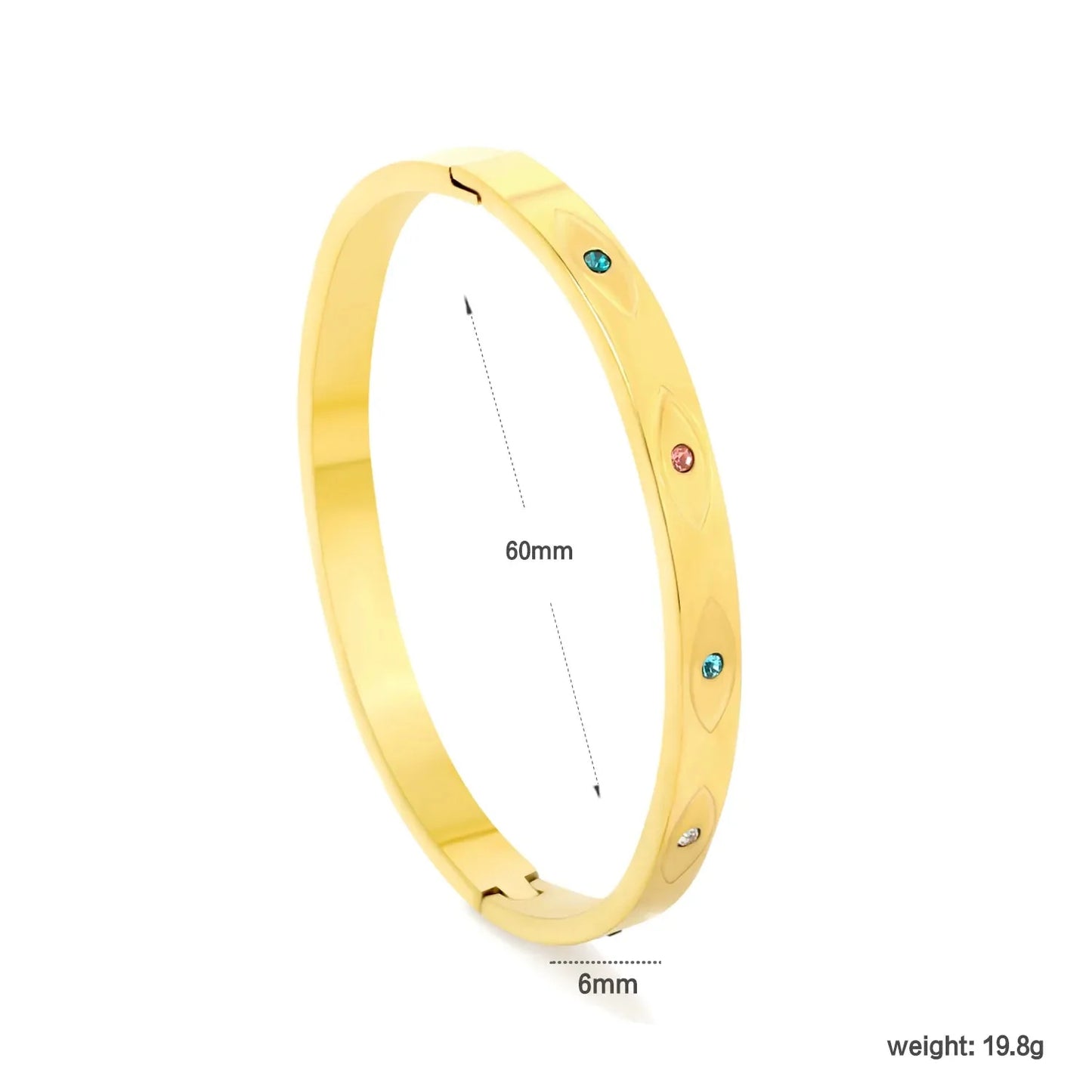 Colorful 304L Stainless Steel Bangle | Waterproof Zircon Jewelry