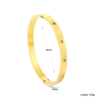 Colorful 304L Stainless Steel Bangle | Waterproof Zircon Jewelry
