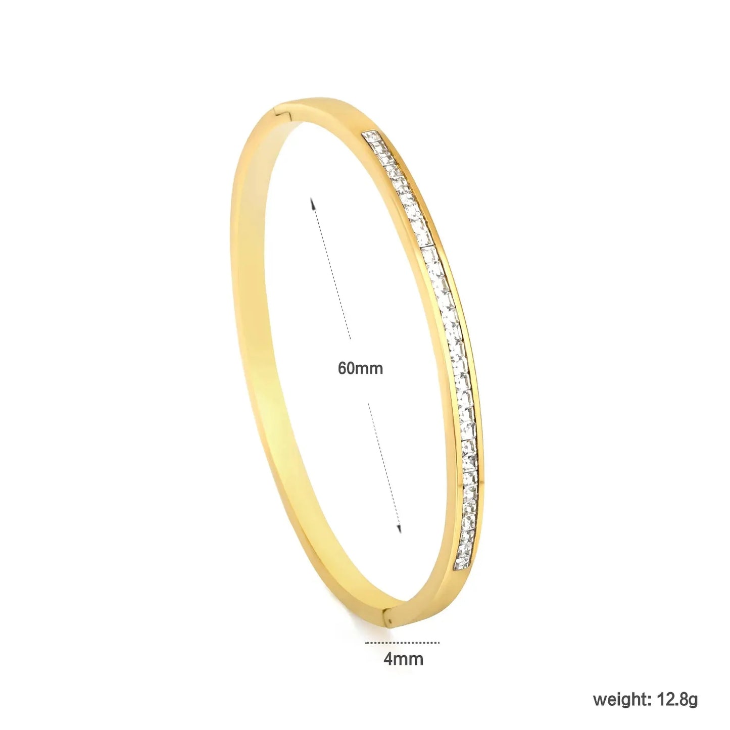 Elegant 304L Stainless Steel Gold Bangle | Princess Cut Gift