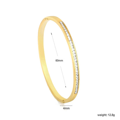 Elegant 304L Stainless Steel Gold Bangle | Princess Cut Gift