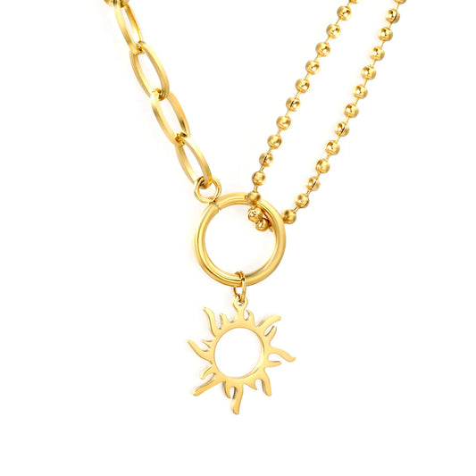 Wholesale Waterproof PVD Gold Layered Sun Silhouette Necklace