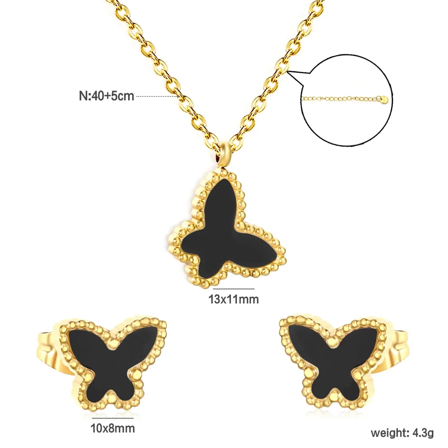 Wholesale 304L Stainless Steel Butterfly Necklace & Earrings Set