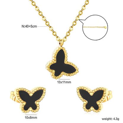 Wholesale 304L Stainless Steel Butterfly Necklace & Earrings Set