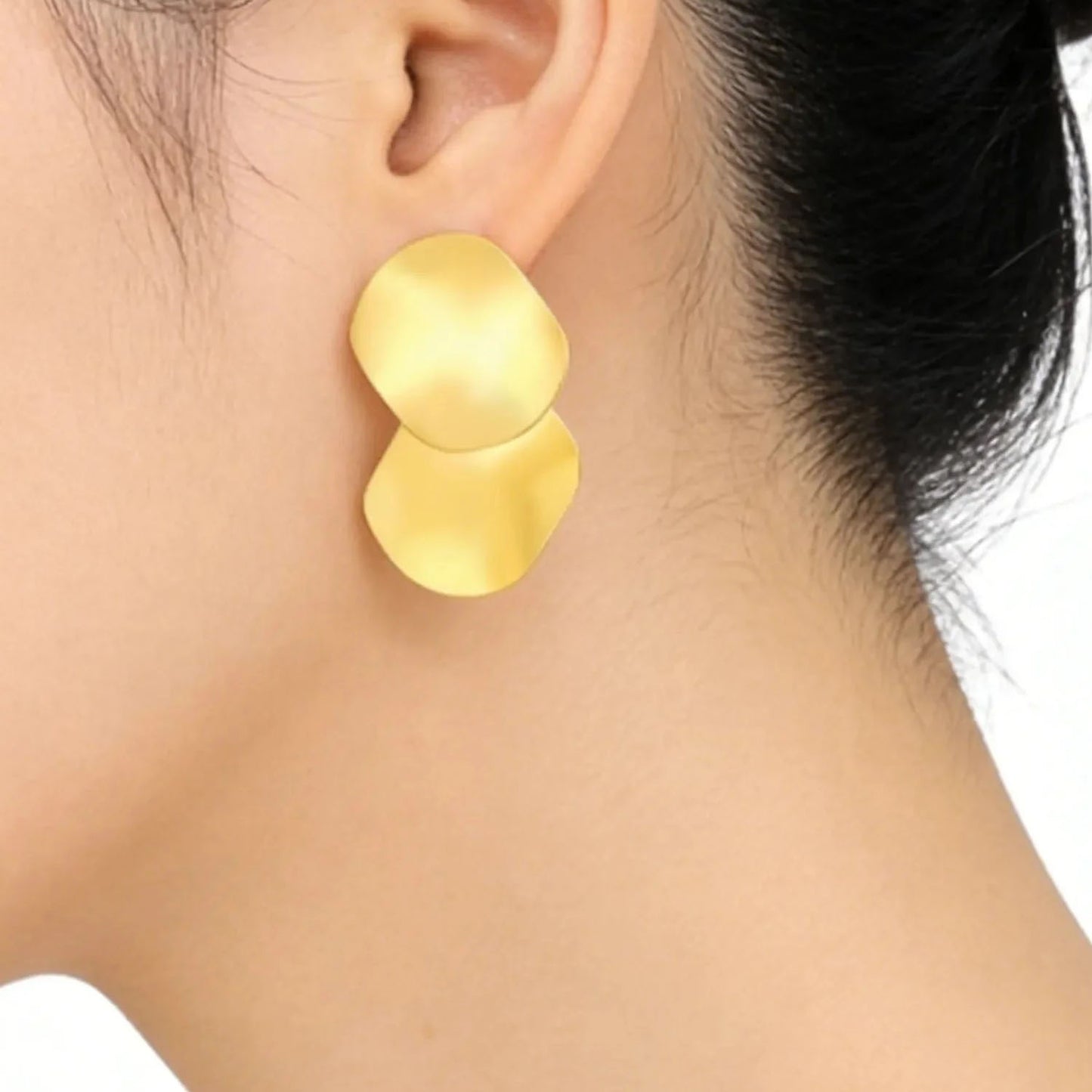 Stainless Steel Earrings | Double Circle Irregular Studs