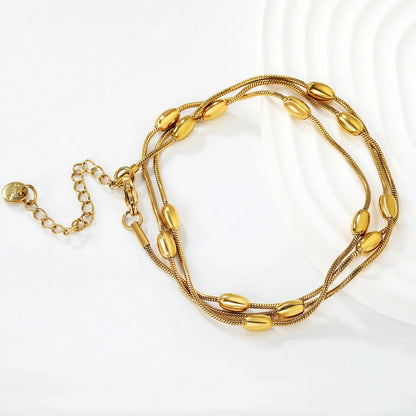 304L Stainless Steel Layered Bracelet | Gold Snake Chain