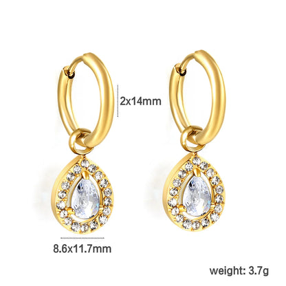 304L Stainless Steel Teardrop Zircon Earrings Wholesale | Bulk Gold
