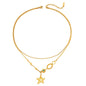 Wholesale Waterproof PVD Gold Emerald Zircon Starburst Layered Necklace