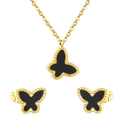 Wholesale 304L Stainless Steel Butterfly Necklace & Earrings Set