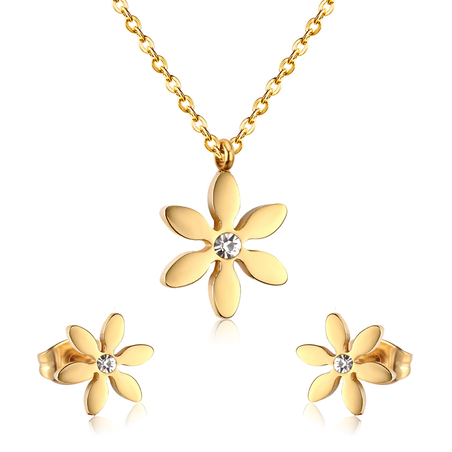five petal diamond jewelry set