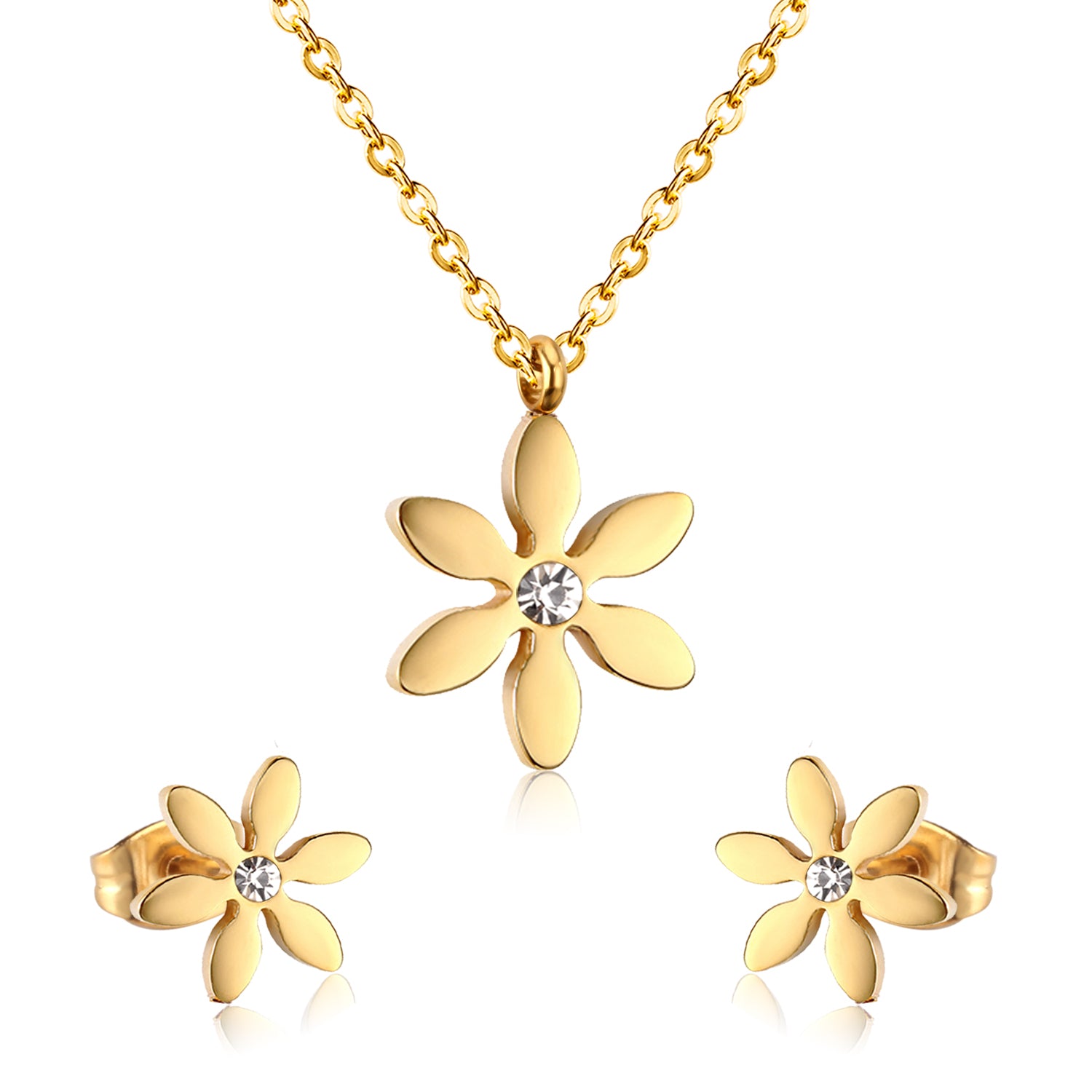 five petal diamond jewelry set