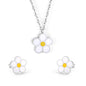 five petal flower jewelry white yellow-steel