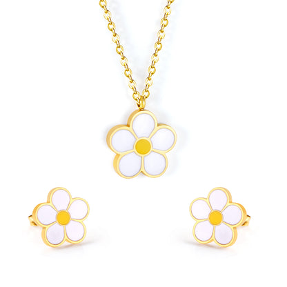 five petal flower jewelry white yellow