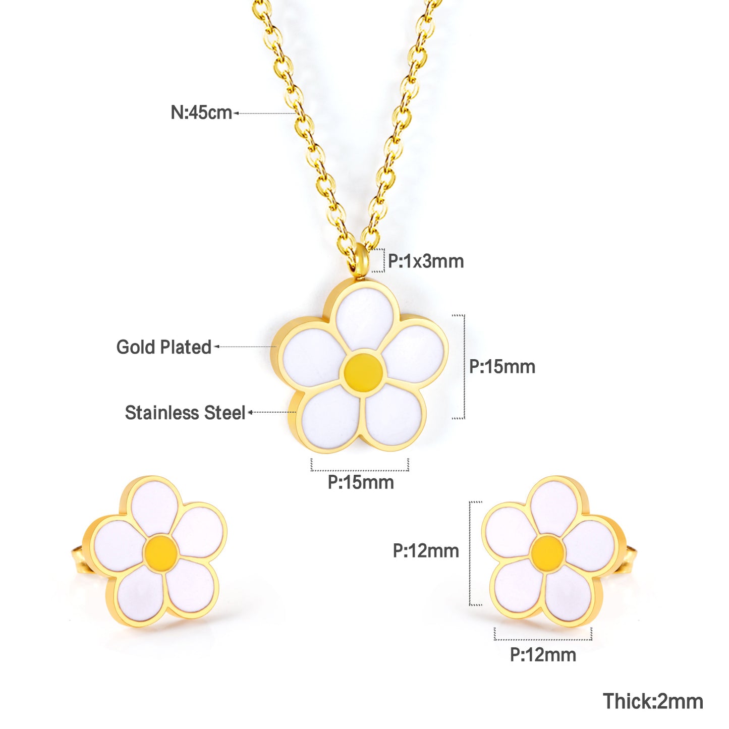 floral pendant size diagram