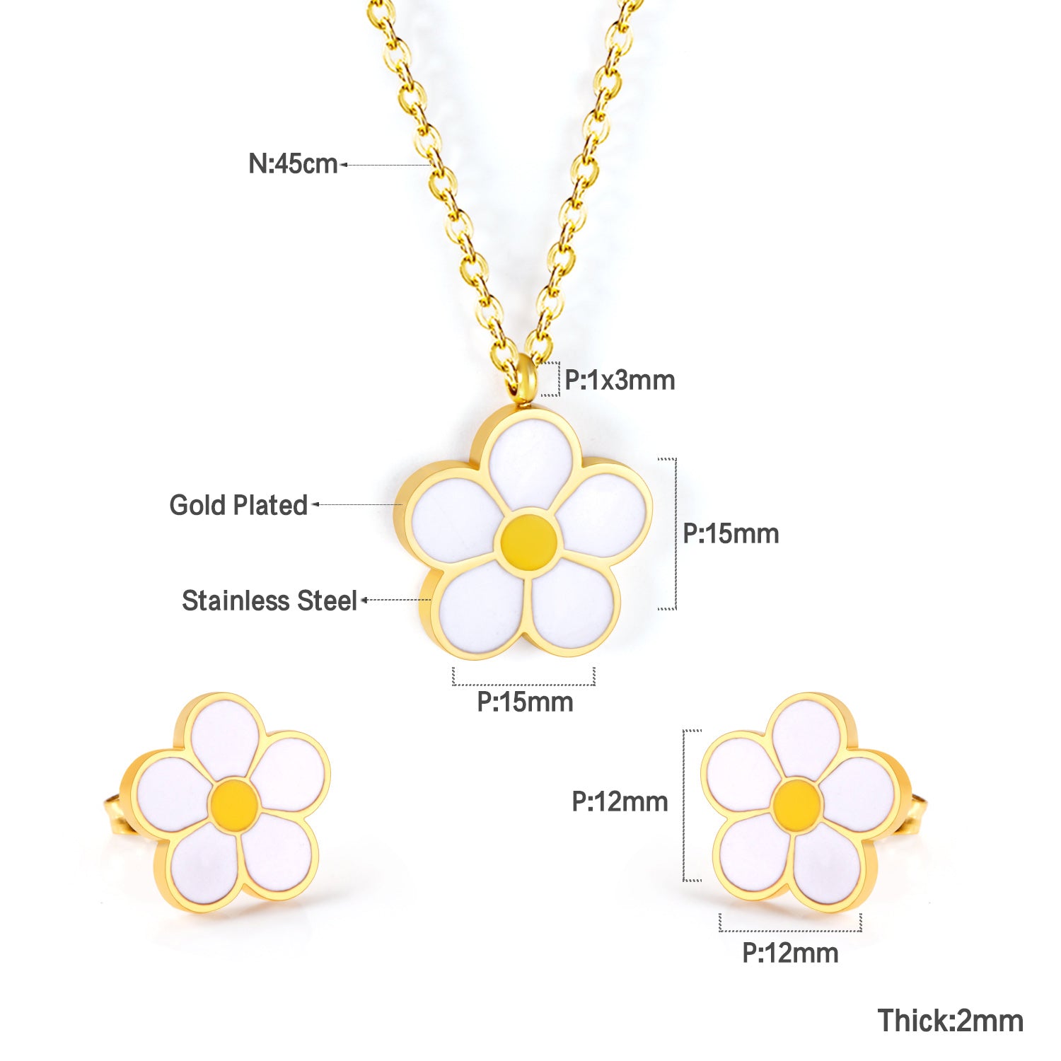 floral pendant size diagram