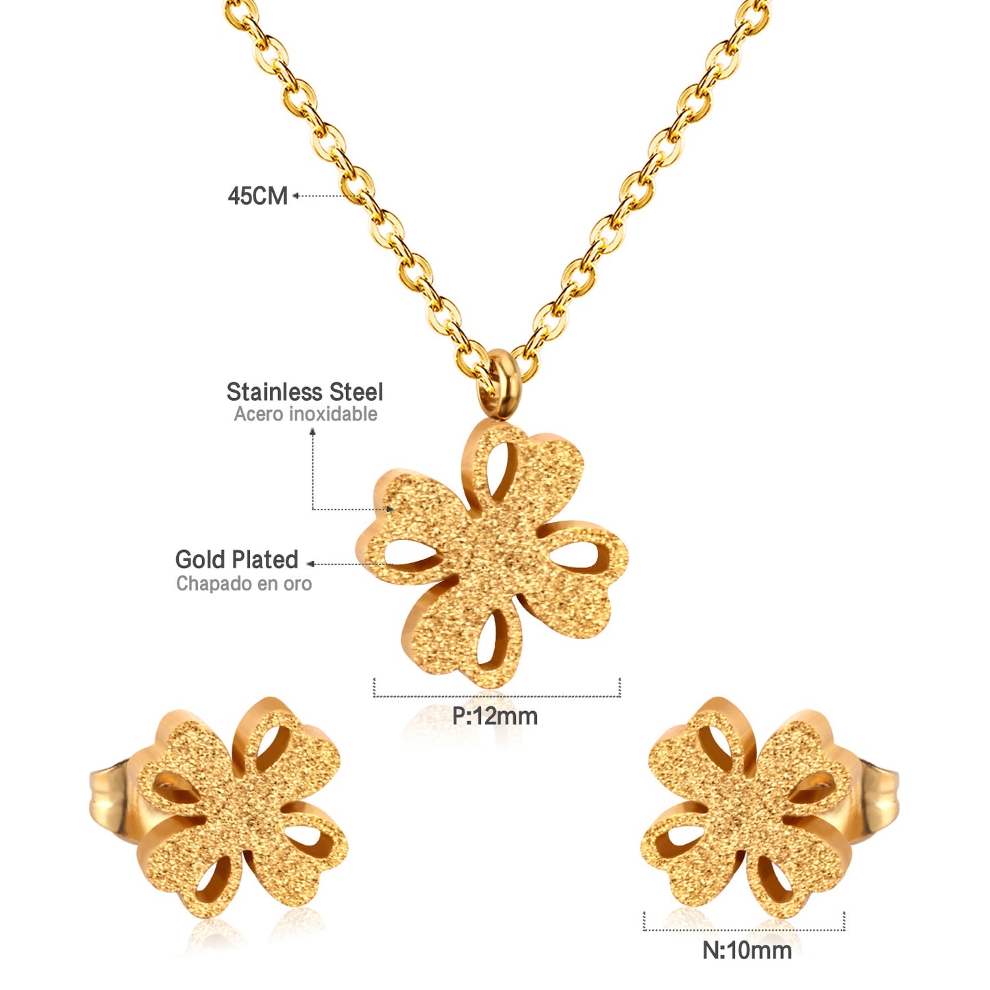 flower pendant size measurement chart