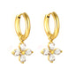 B2B Supplier Four Leaf Marquise CZ Flower Charm Drop Hoop Earrings Factory