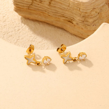 Waterproof 304L Stainless Steel Mother of Pearl Starburst Earrings