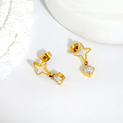 Waterproof 304L Stainless Steel Mother of Pearl Starburst Earrings