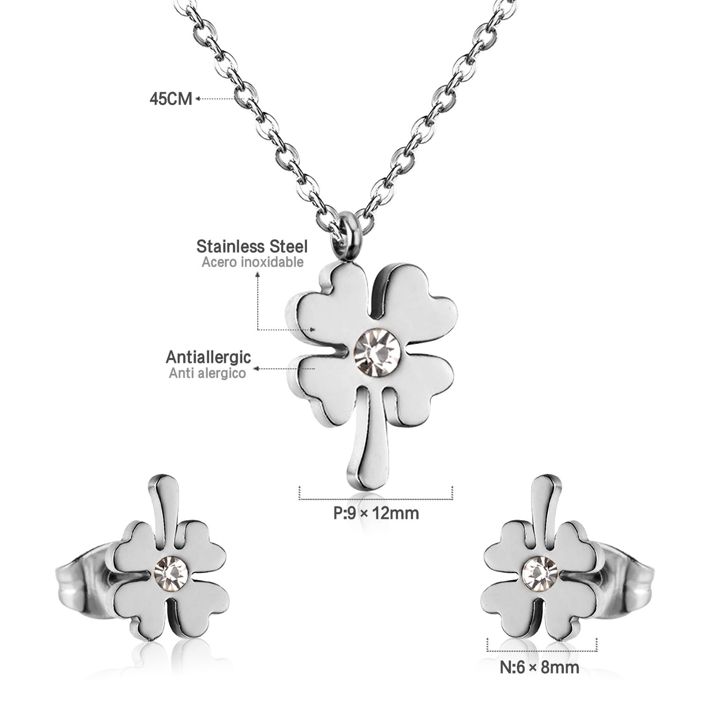 four leaf clover pendant measurement-steel