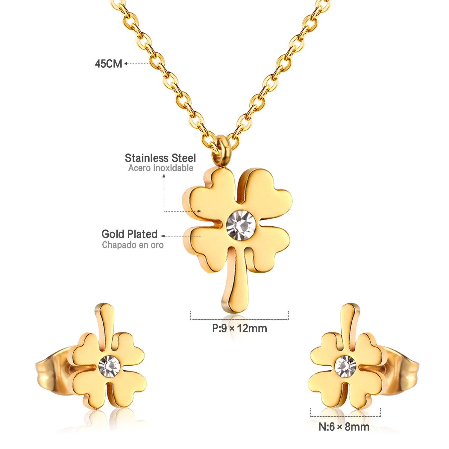 four leaf clover pendant measurement