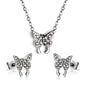 full cz butterfly jewelry set-steel