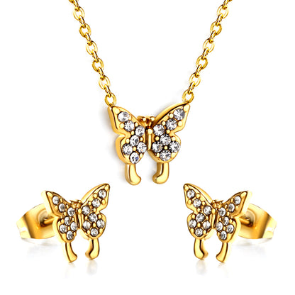 full cz butterfly jewelry set