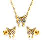 full cz butterfly jewelry set