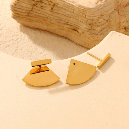 Minimalist Geometric Fan Shaped Stud Earrings 304L Stainless Steel