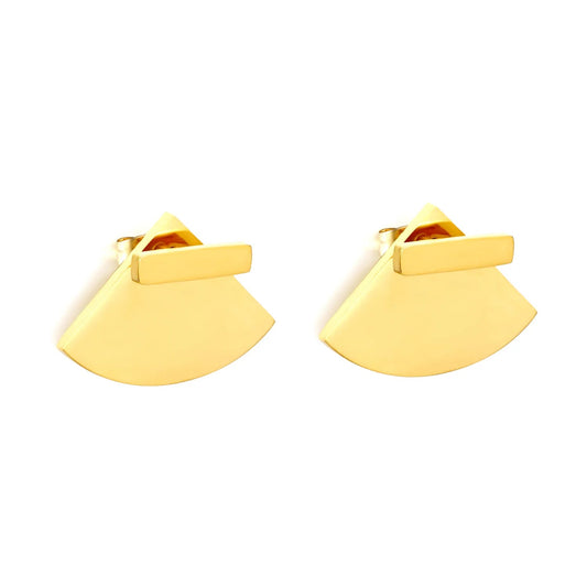 Minimalist Geometric Fan Shaped Stud Earrings 304L Stainless Steel