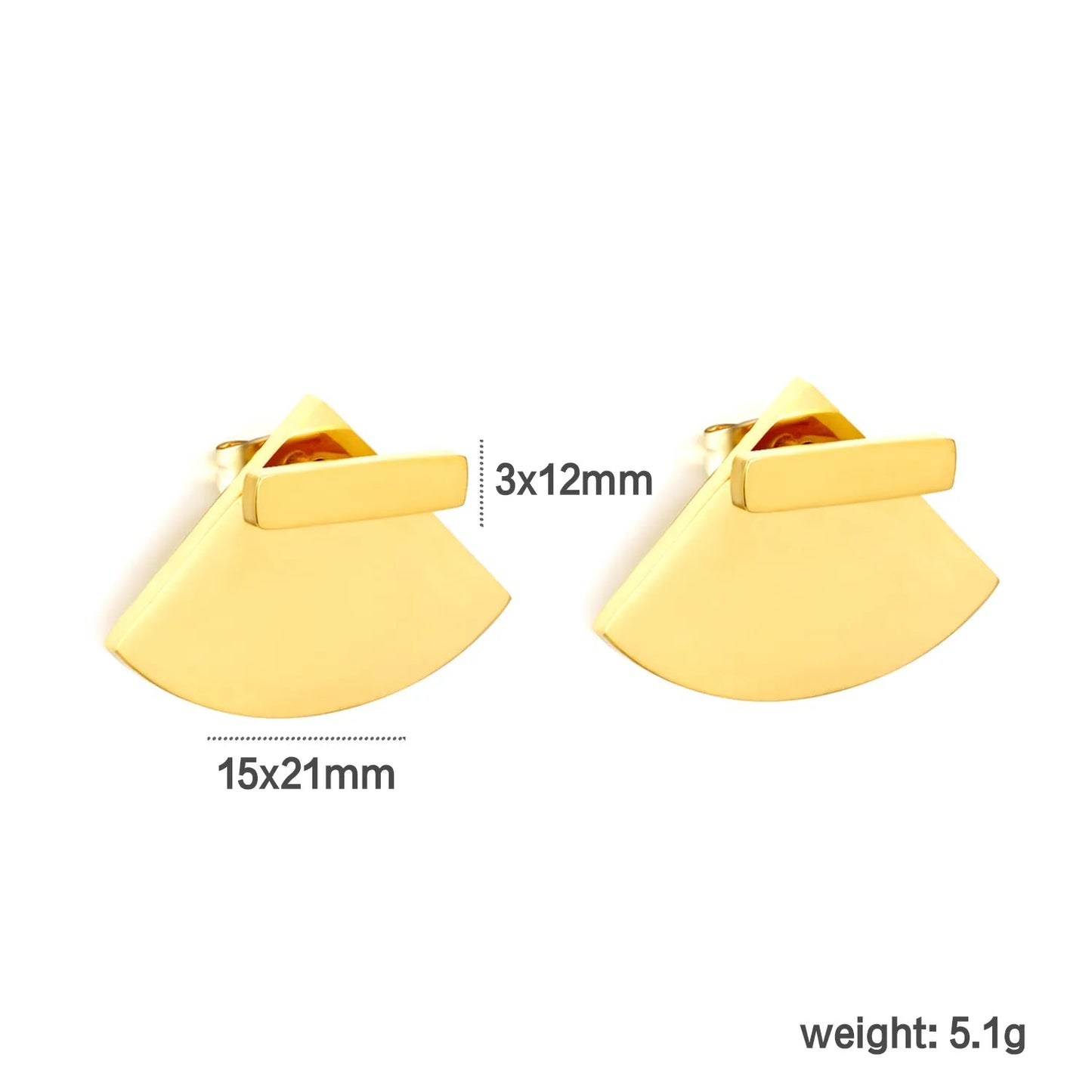 Minimalist Geometric Fan Shaped Stud Earrings 304L Stainless Steel