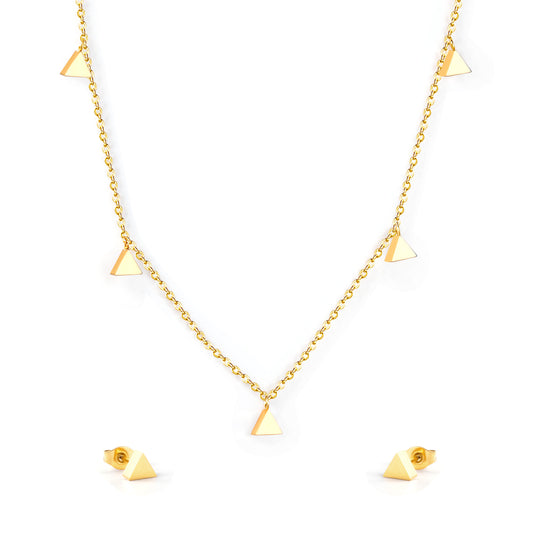 geometric triangle pendant set