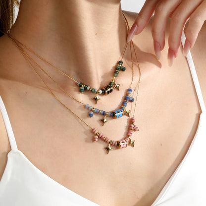 Boho Witchy Aesthetic Chrysoprase Beaded Layering Necklaces