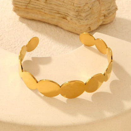 Bulk High-End Plain Gold Jewelry: Mirror Polished Disc Cuff | 0 MOQ