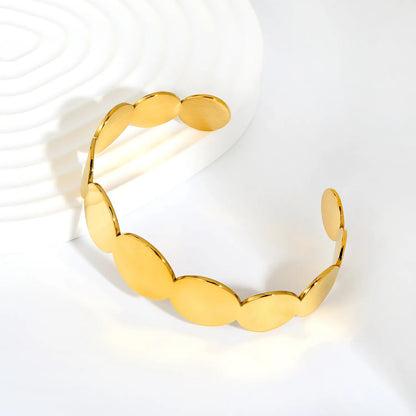 Bulk High-End Plain Gold Jewelry: Mirror Polished Disc Cuff | 0 MOQ