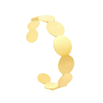 Bulk High-End Plain Gold Jewelry: Mirror Polished Disc Cuff | 0 MOQ