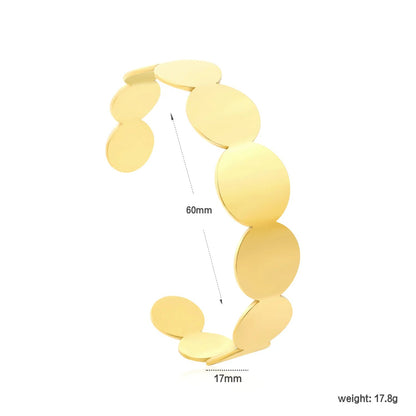 Bulk High-End Plain Gold Jewelry: Mirror Polished Disc Cuff | 0 MOQ