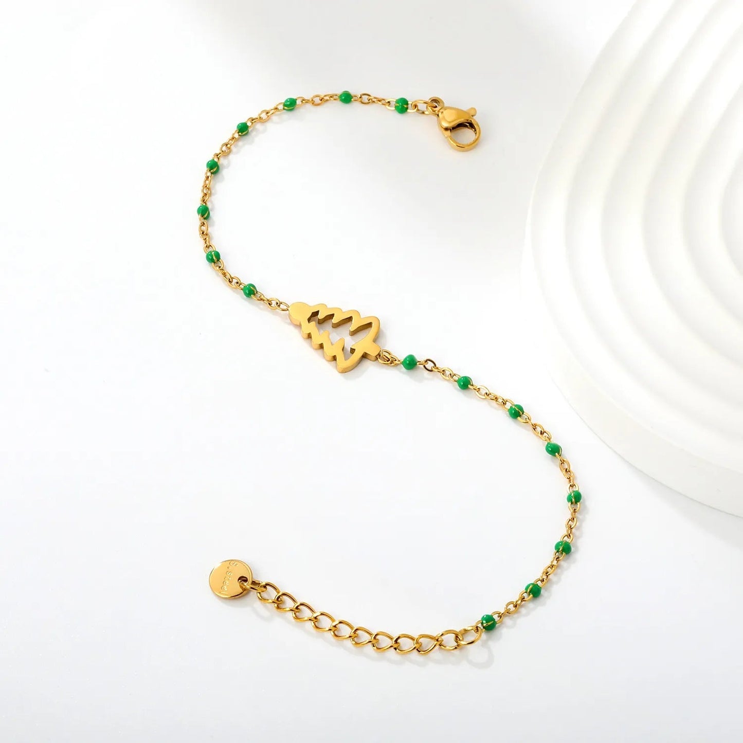 Embrace Festive Holiday Cheer with a Vibrant Red Beaded Christmas Tree Bracelet