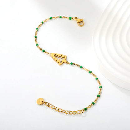 Embrace Festive Holiday Cheer with a Vibrant Red Beaded Christmas Tree Bracelet